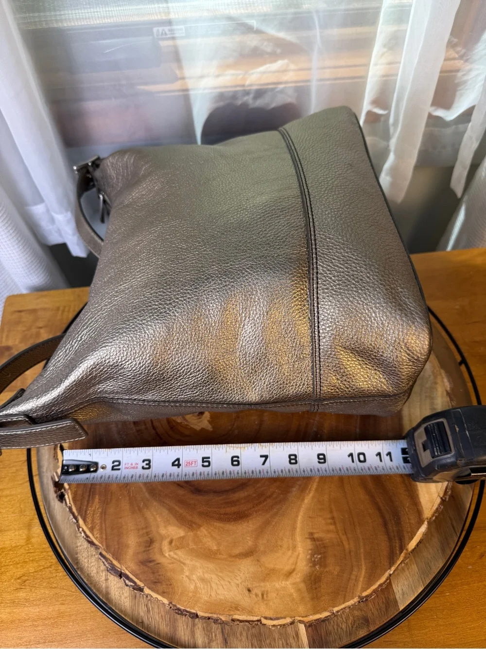 Fossil Gold Metallic Leather Hobo Shoulder Bag + Pouch Freebie EUC
